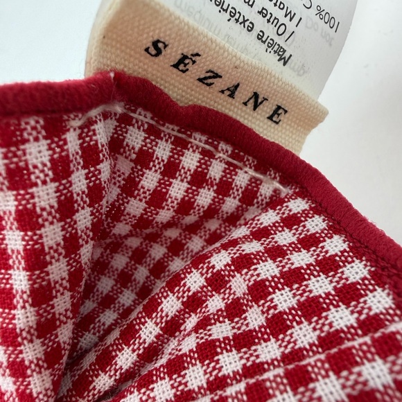 Sezane Gingham Hair Scrunchie in Checkered Red and White - Picture 6 of 6